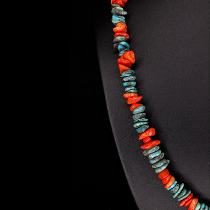 Orange Coral Turquoise Necklace