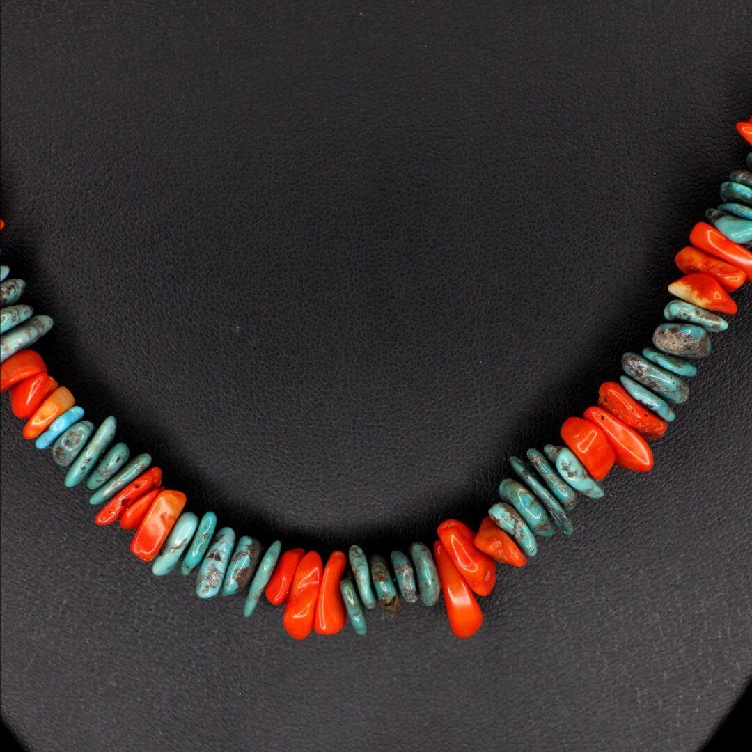 Orange Coral Turquoise Necklace