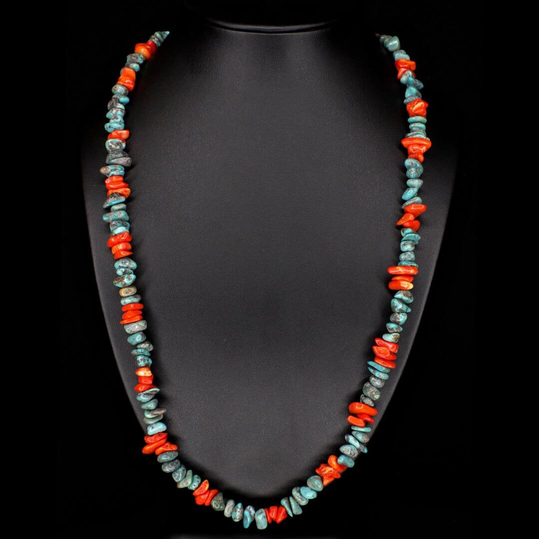 Orange Coral Turquoise Necklace