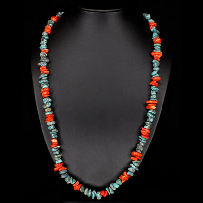Orange Coral Turquoise Necklace