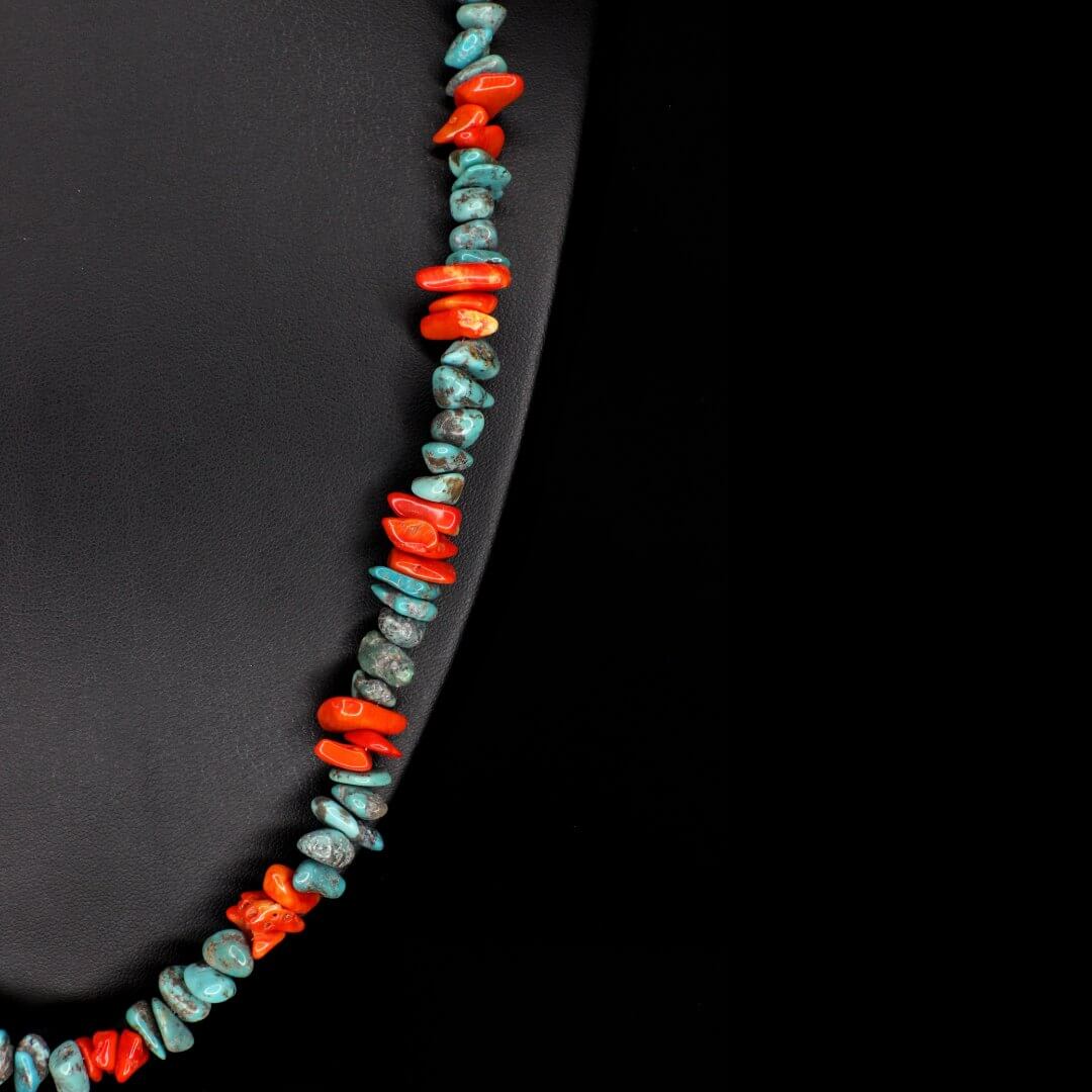 Orange Coral Turquoise Necklace