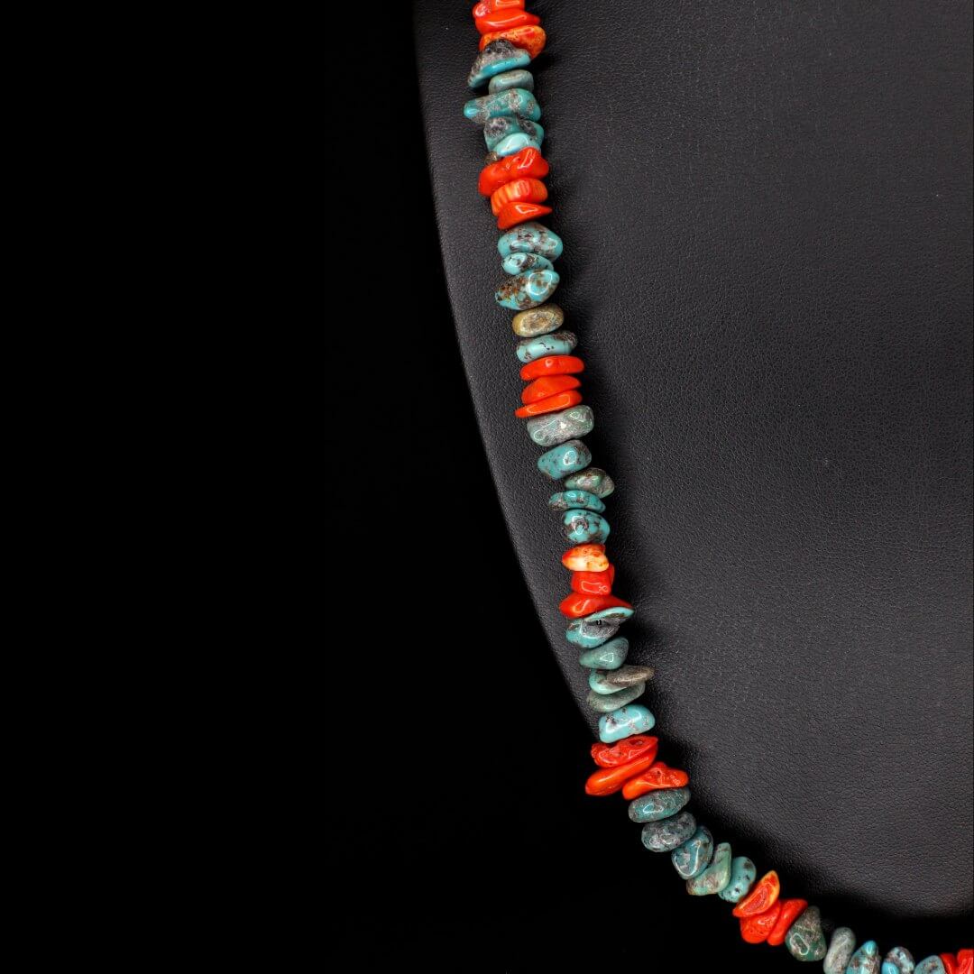 Orange Coral Turquoise Necklace