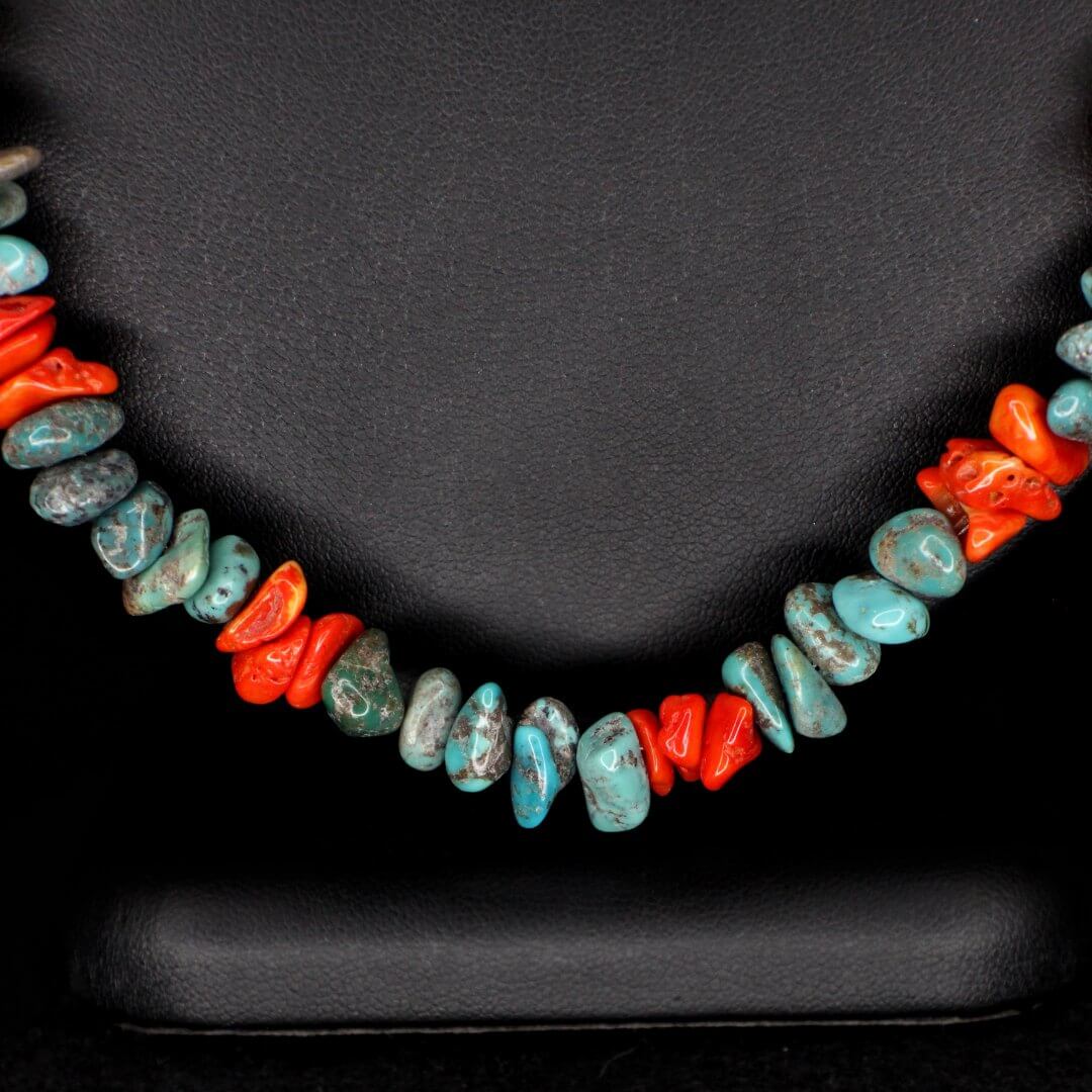 Orange Coral Turquoise Necklace