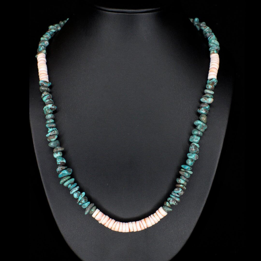 Strawberry Lip Shell Turquoise Necklace
