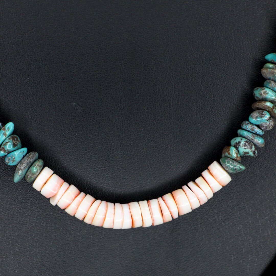 Strawberry Lip Shell Turquoise Necklace