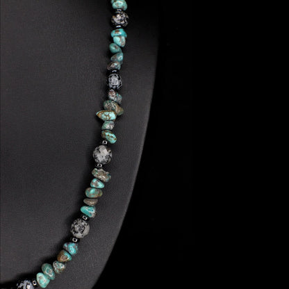 Snowflake Obsidian Turquoise Necklace