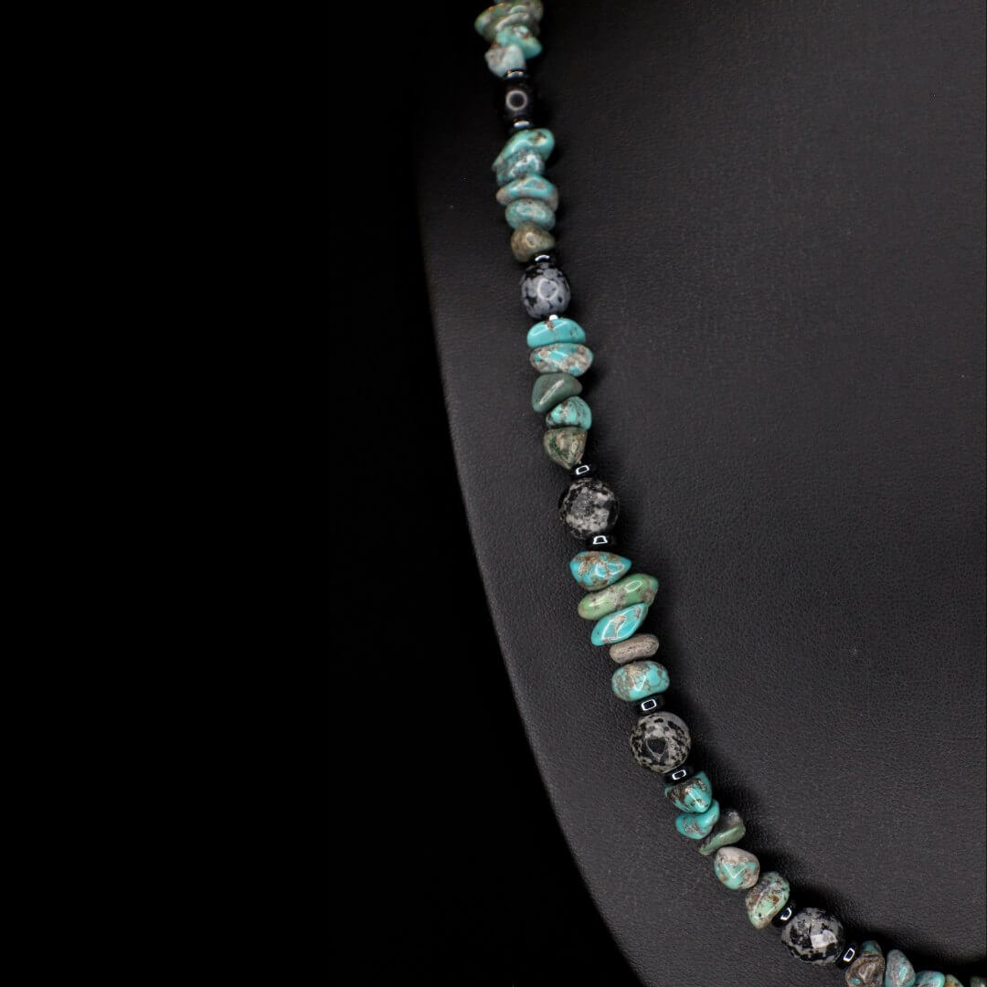 Snowflake Obsidian Turquoise Necklace