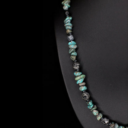Snowflake Obsidian Turquoise Necklace