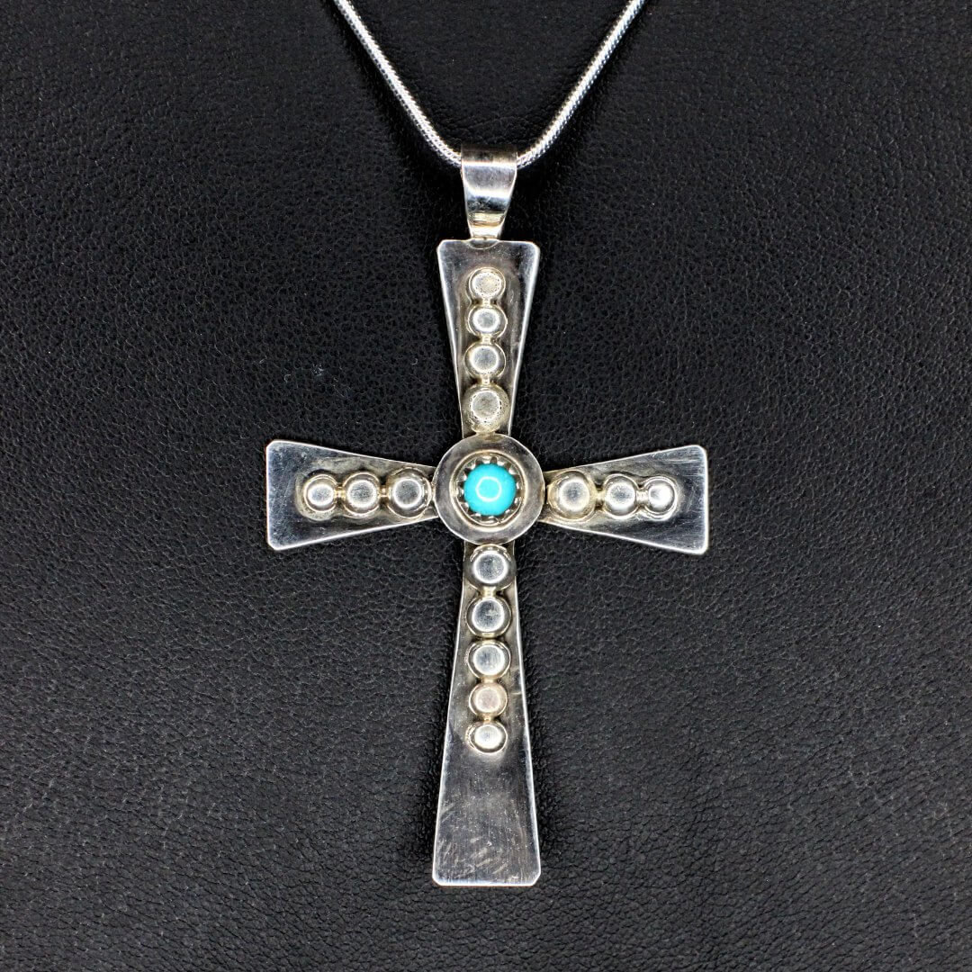 Turquoise Silver Drop Cross