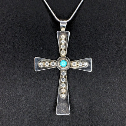 Turquoise Silver Drop Cross
