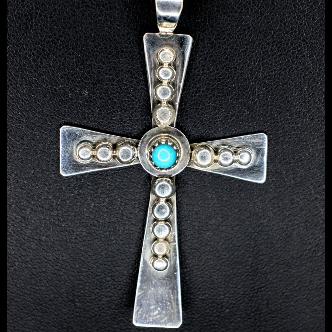 Turquoise Silver Drop Cross