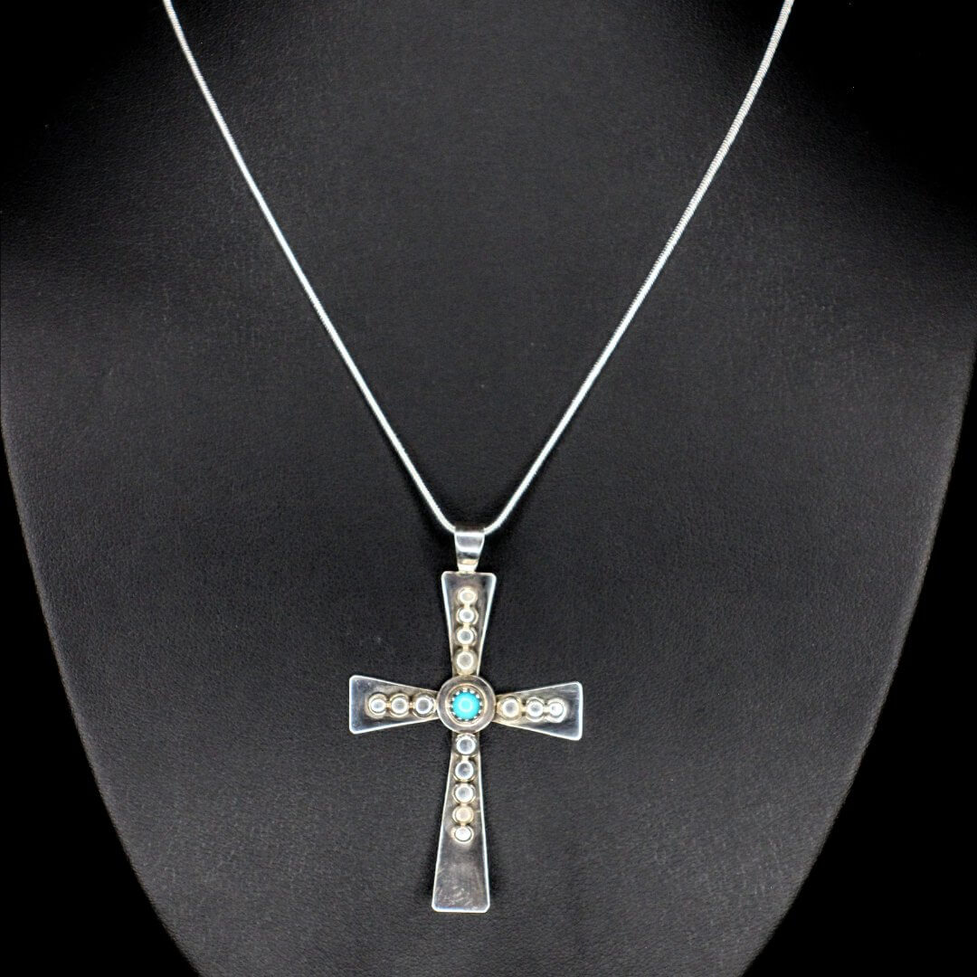 Turquoise Silver Drop Cross