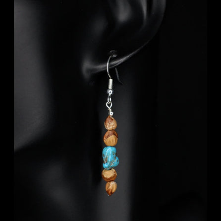 Ghost Bead Turquoise Drop Earrings