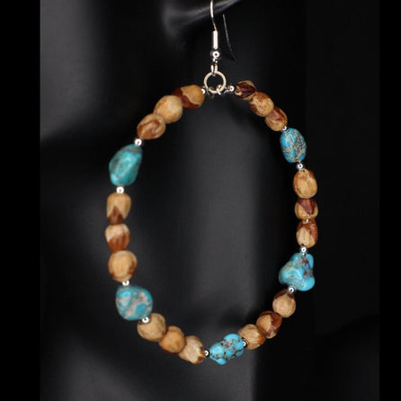 Ghost Bead Turquoise Hoop Earrings