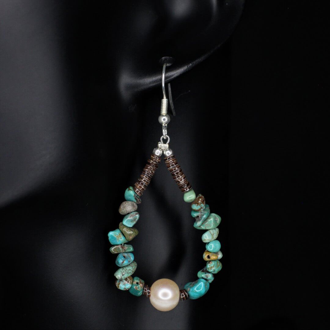Freshwater Pearl Turquoise Dangle Earrings