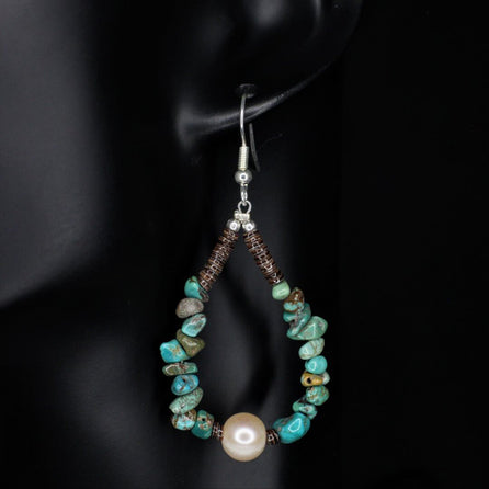 Freshwater Pearl Turquoise Dangle Earrings