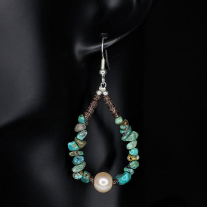 Freshwater Pearl Turquoise Dangle Earrings