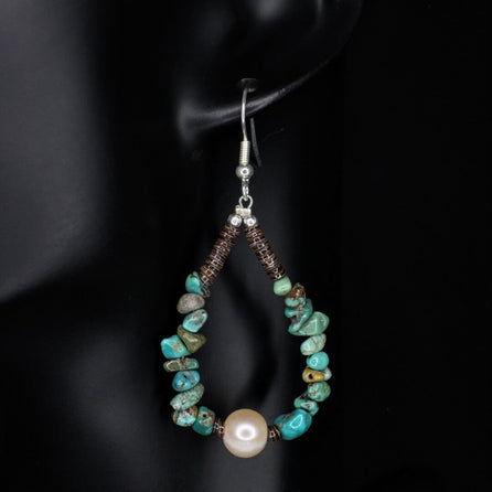 Freshwater Pearl Turquoise Dangle Earrings