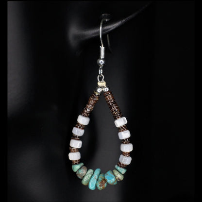 Mother of Pearl Turquoise Dangle Earrings