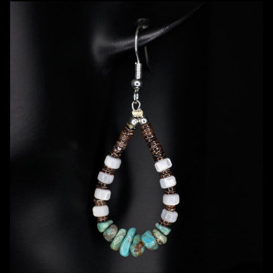 Mother of Pearl Turquoise Dangle Earrings