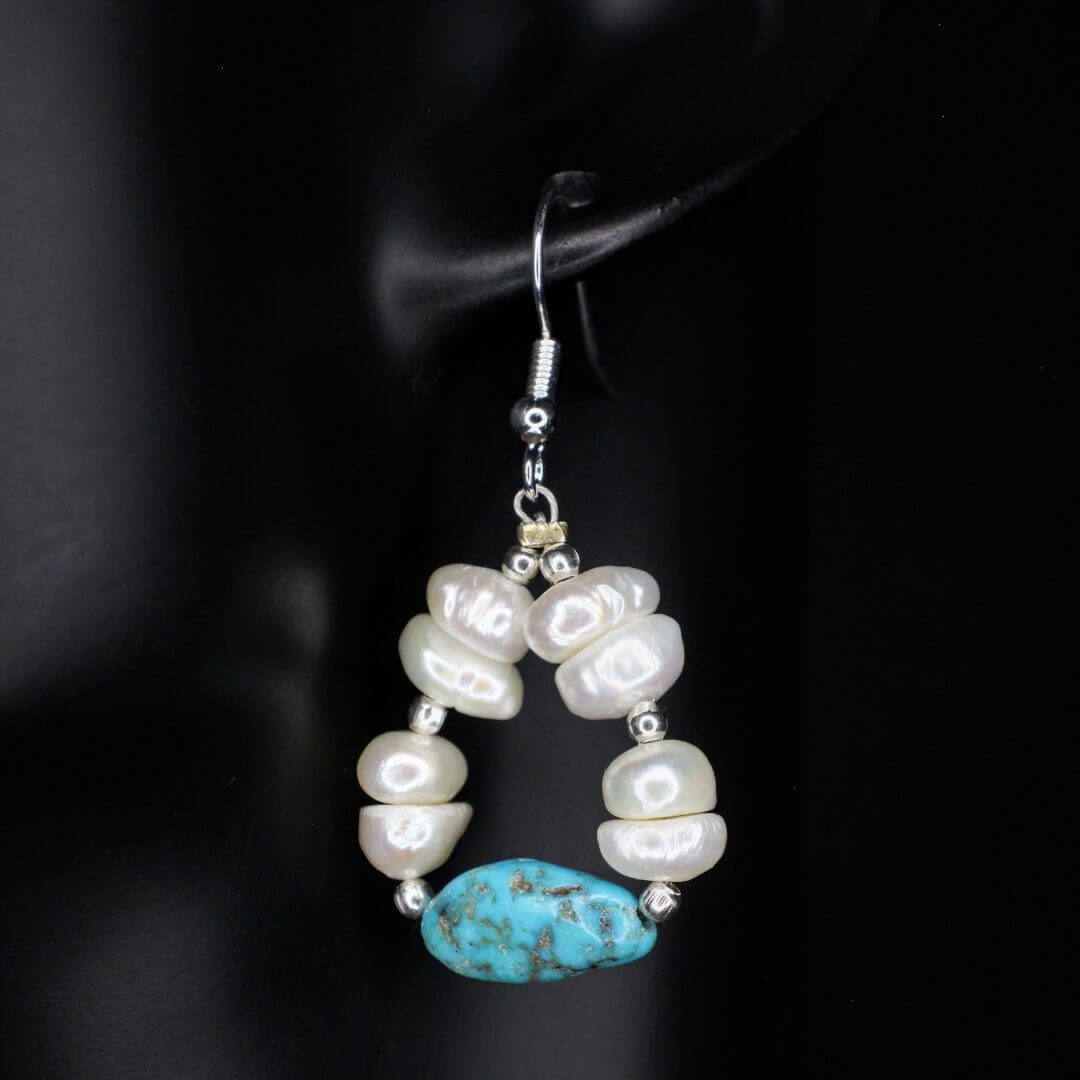 Freshwater Pearl Turquoise Dangle Earrings