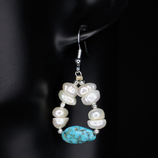 Freshwater Pearl Turquoise Dangle Earrings