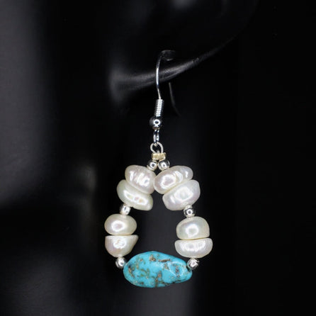 Freshwater Pearl Turquoise Dangle Earrings