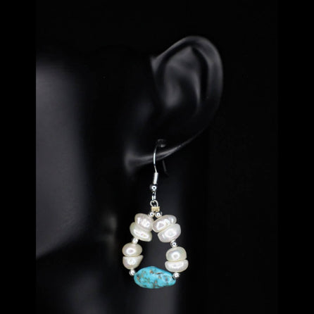 Freshwater Pearl Turquoise Dangle Earrings