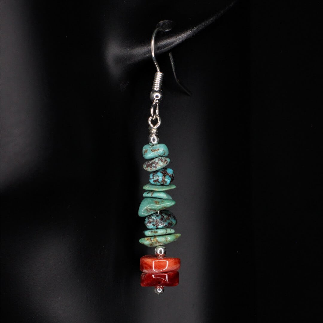 Spiny Oyster Turquoise Dangle Earrings