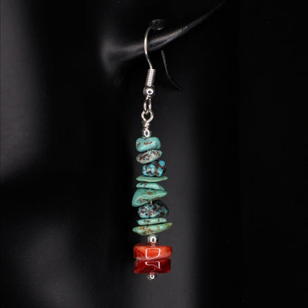Spiny Oyster Turquoise Dangle Earrings