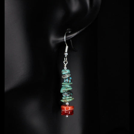 Spiny Oyster Turquoise Dangle Earrings