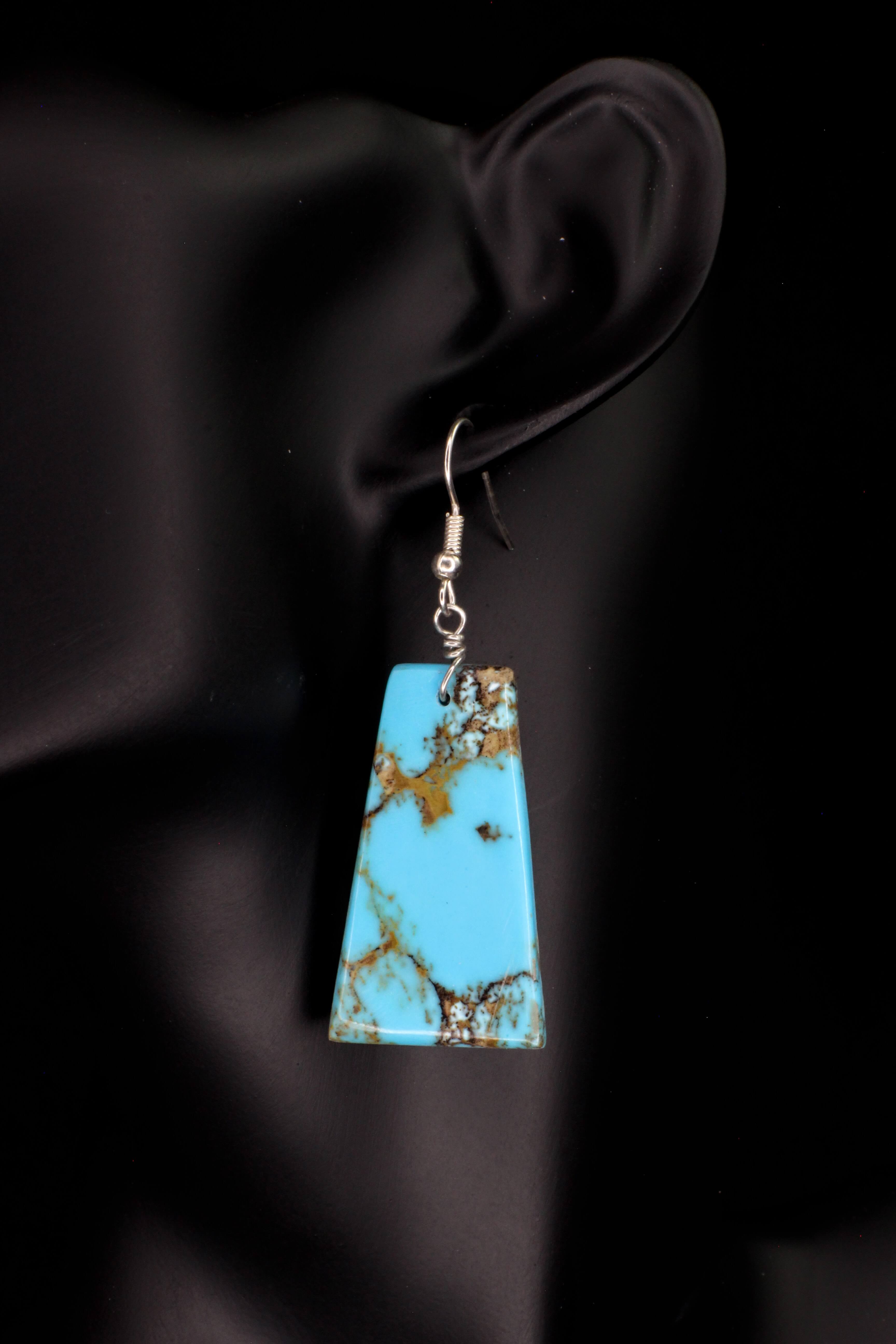 Hand-Cut Turquoise Earrings