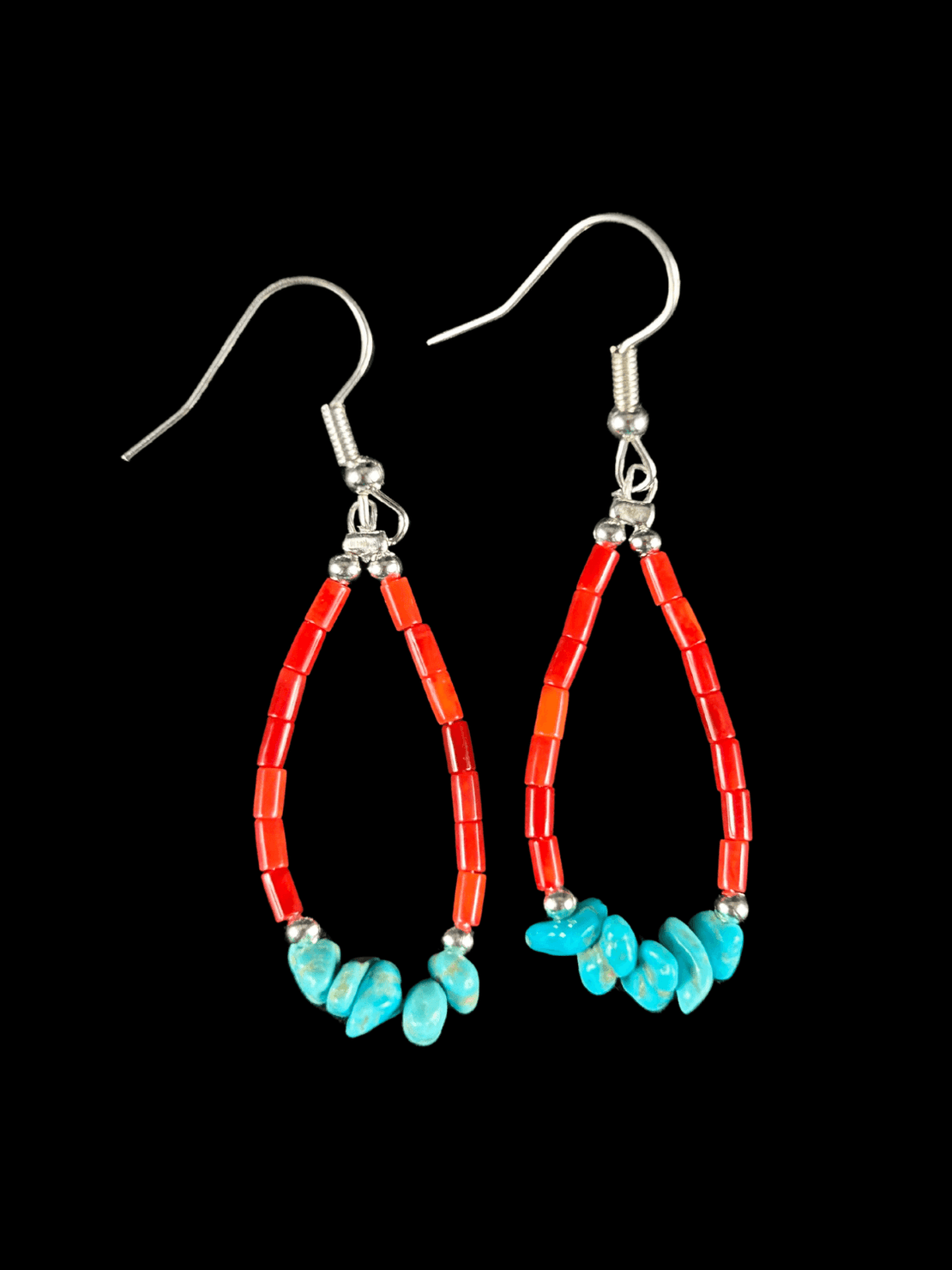 Red Spiny Oyster & Turquoise Earrings