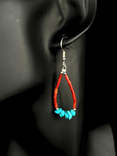 Load image into Gallery viewer, Red Spiny Oyster &amp; Turquoise Earrings