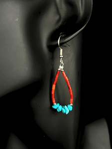 Red Spiny Oyster & Turquoise Earrings
