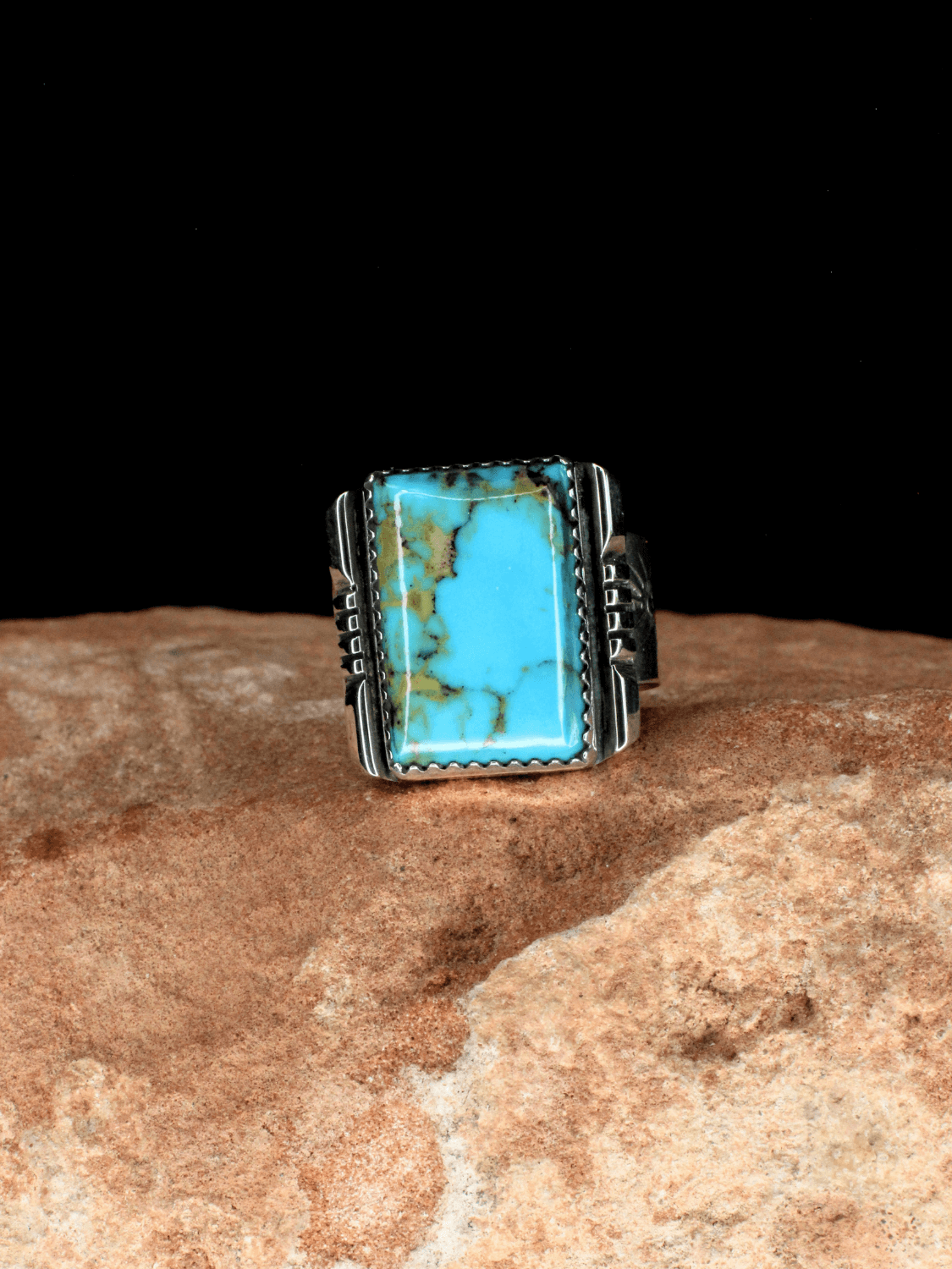 Smooth Matrix Turquoise Ring, Size 10