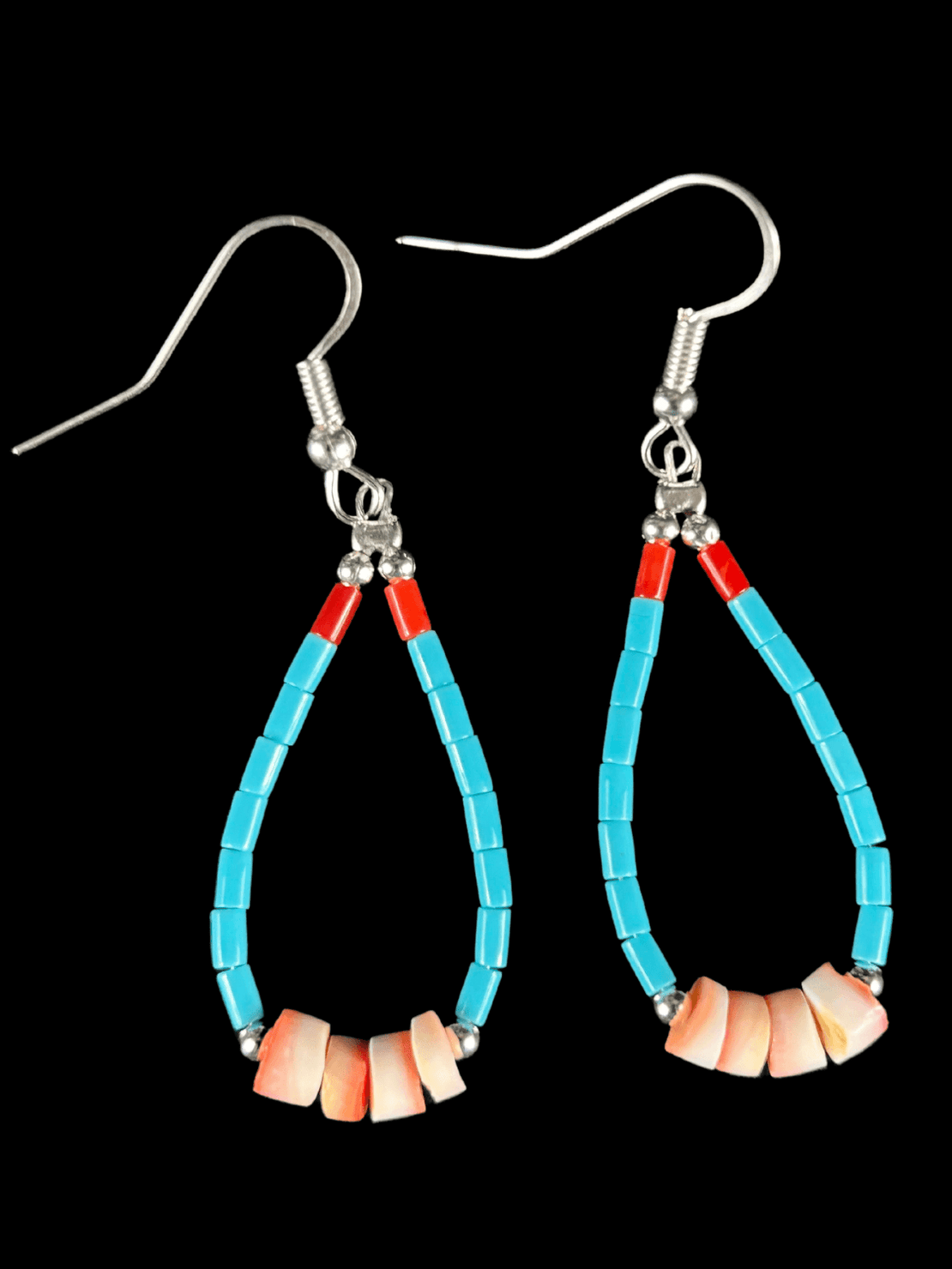Strawberry Shell & Block Turquoise Earrings
