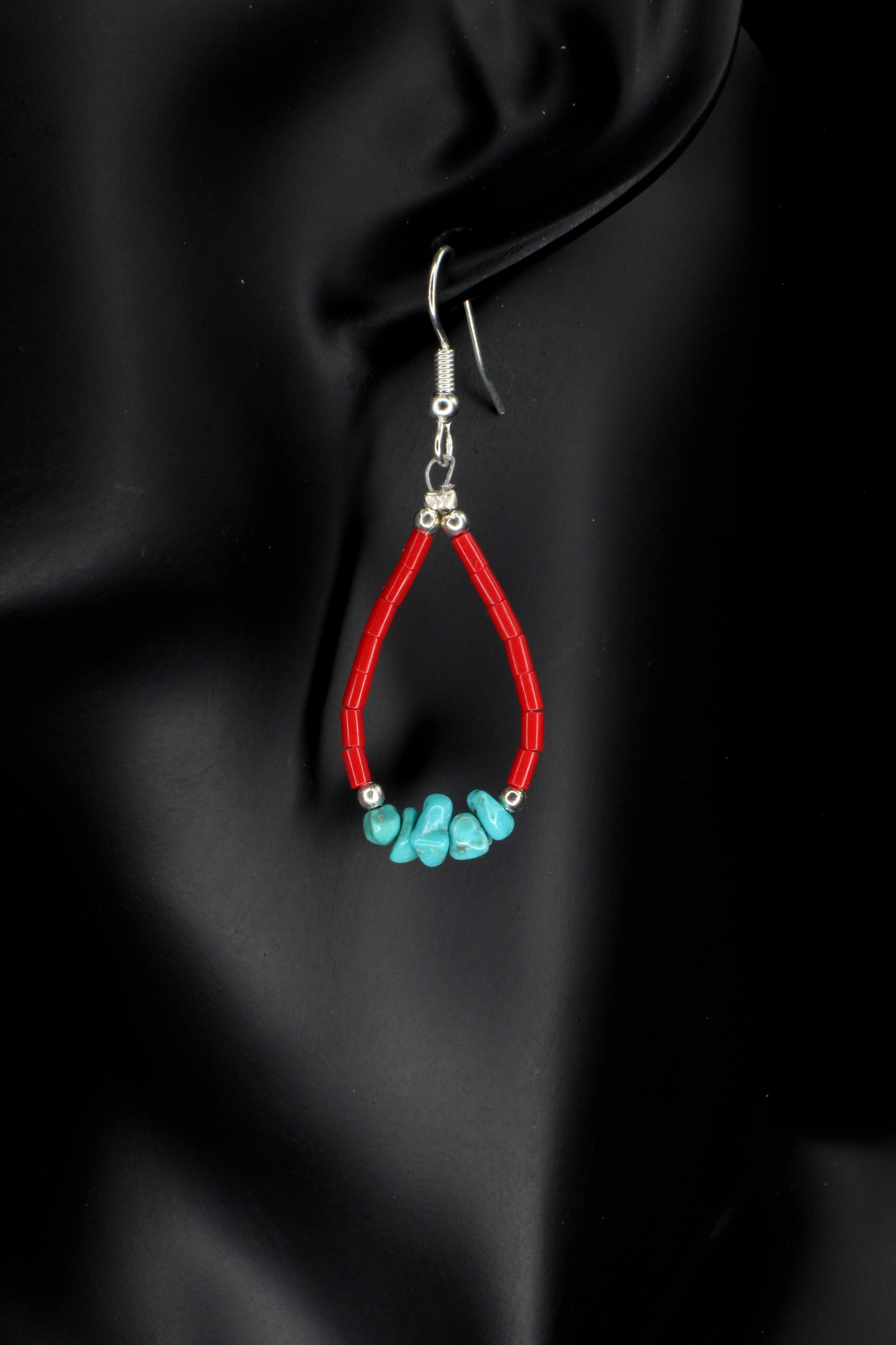 Turquoise & Coral Teardrops