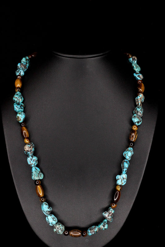Golden Tiger & Turquoise Necklace