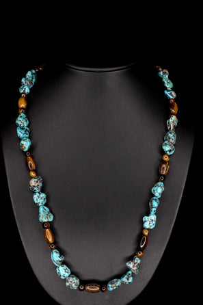 Golden Tiger & Turquoise Necklace