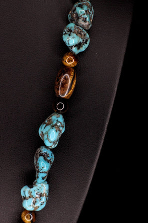 Golden Tiger & Turquoise Necklace