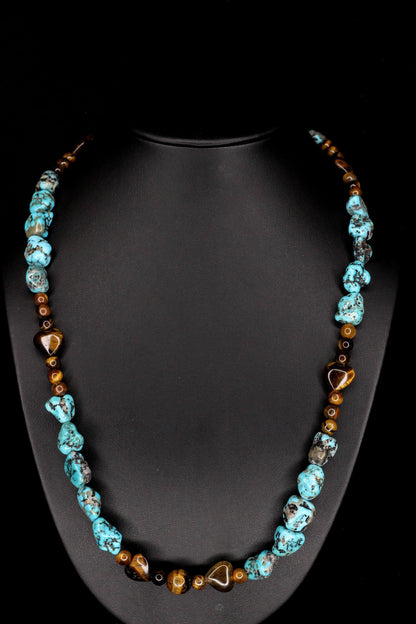 Tiger Heart & Turquoise Necklace