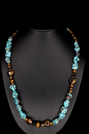 Tiger Heart & Turquoise Necklace