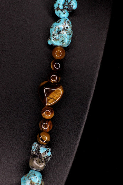 Tiger Heart & Turquoise Necklace