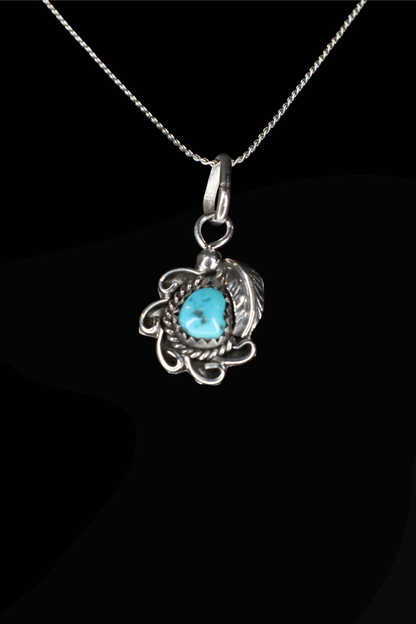 Petite Turquoise Feather Pendant
