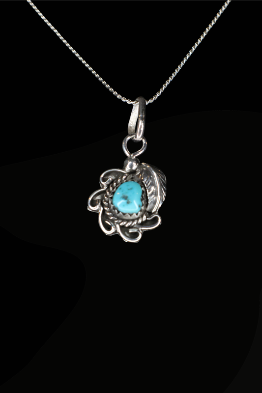 Petite Turquoise Feather Pendant