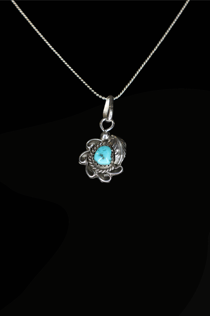Petite Turquoise Feather Pendant