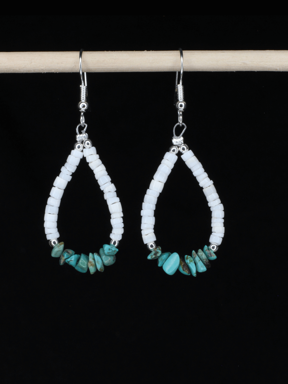 Turquoise & White Heishi Earrings