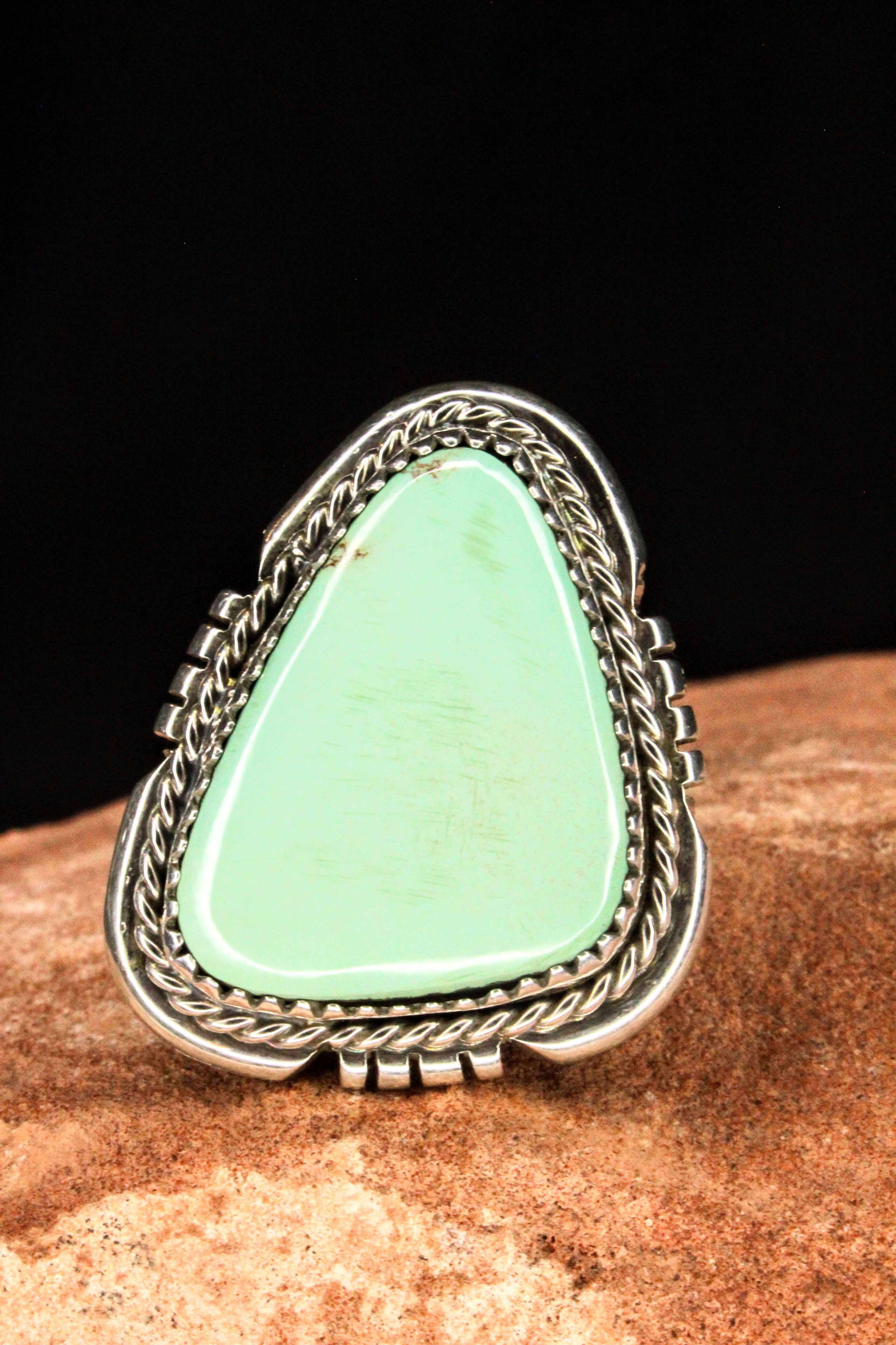 4 Notch Triangle Turquoise Ring, Size 7.5